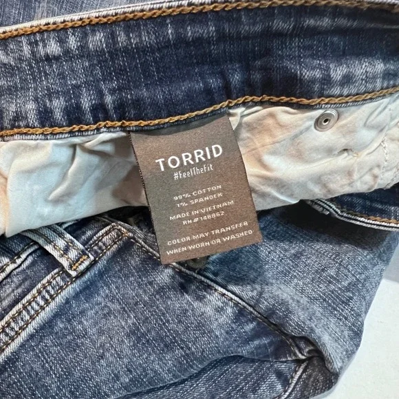Torrid Plus Size 24 Denim Midi Skirt Front Slit‎ Raw Hem NWT - Picture 5 of 7